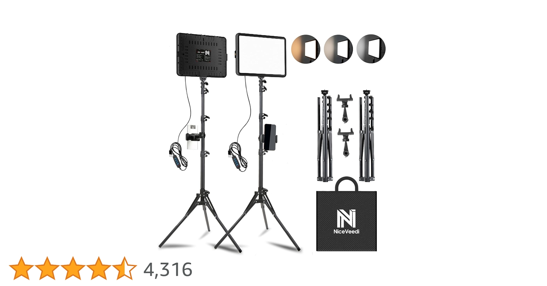 Amazon | NiceVeedi 2パック撮影用ライト LEDビデオライト 写真